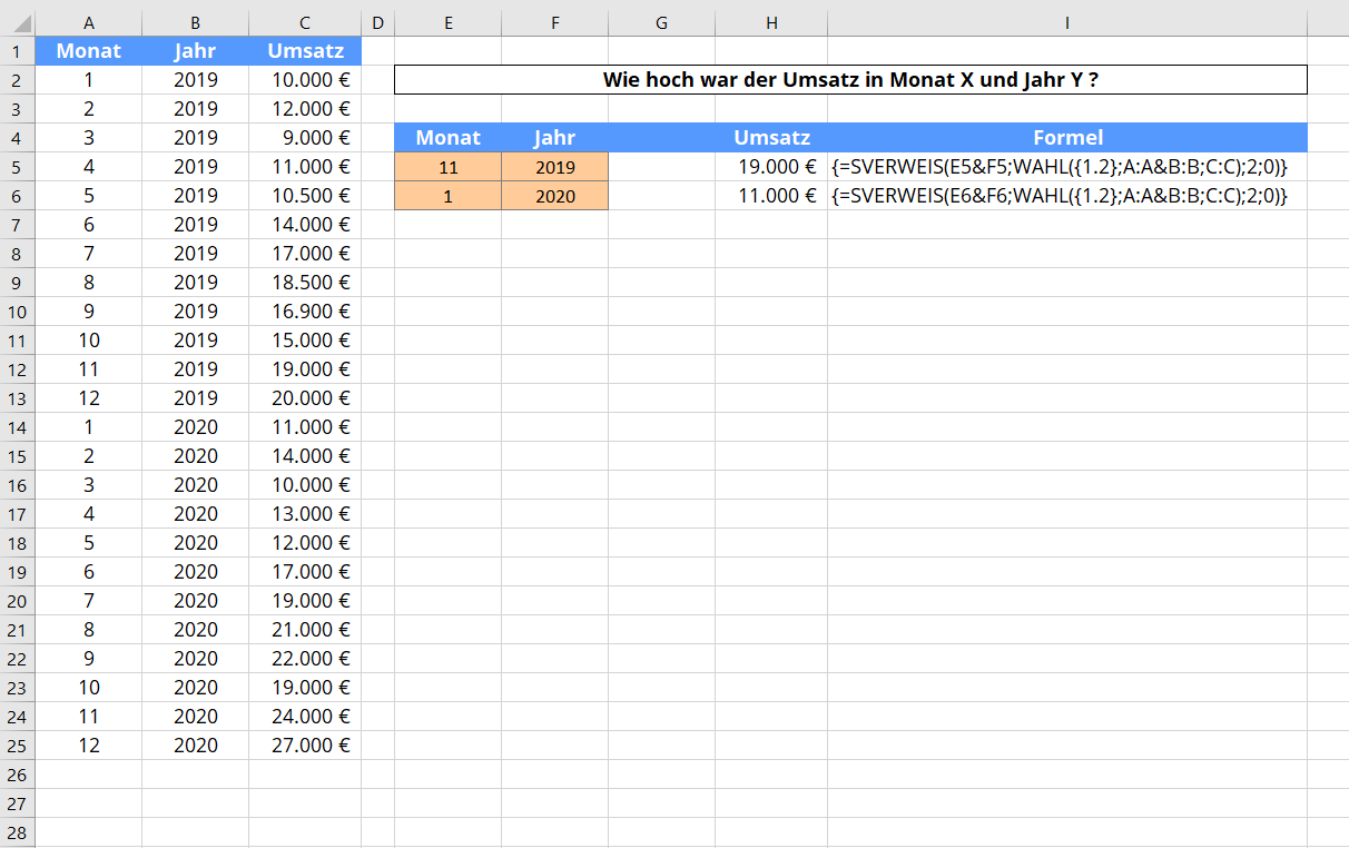 SVERWEIS mit 2 Suchkriterien